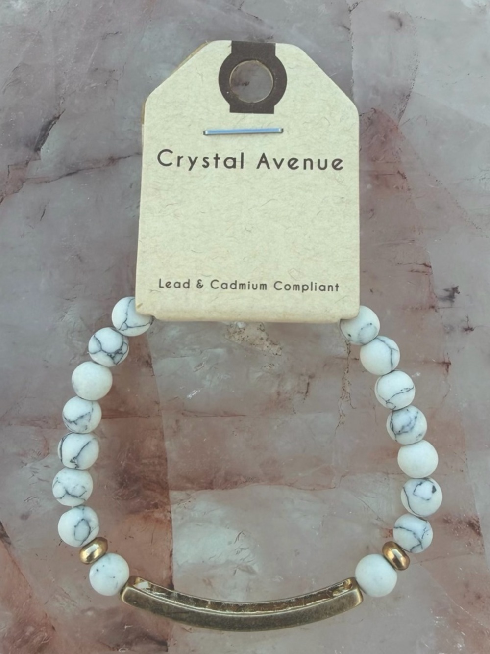 Crystal Avenue "Be Brave" Inspirational Howlite Beaded Stretch Bracelet - Picture 3 of 4